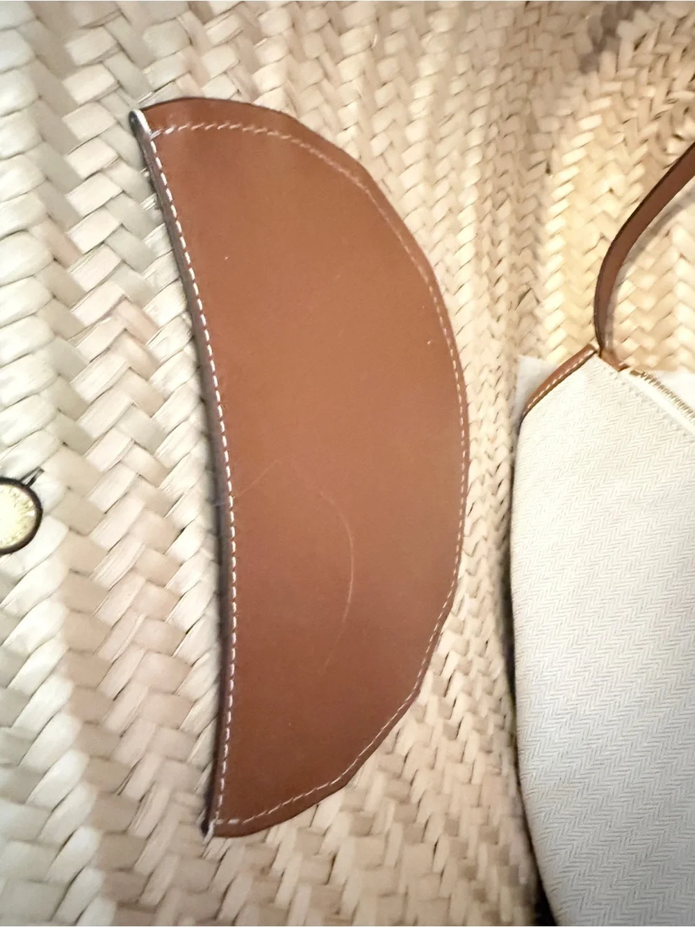 Tory Burch Natural Straw Tote with Chestnut Leather Logo